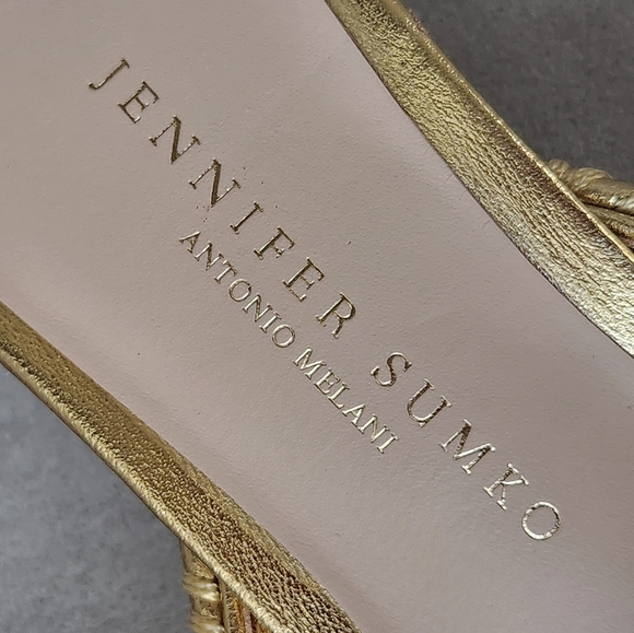 Antonio Melani Jennifer Sumko Mules 5.5 Gold Leather Mimi Fringe Pointy New $130 - Picture 12 of 13